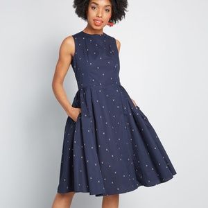 Teaberry Modcloth Cherry Dress Cross Open Back Med